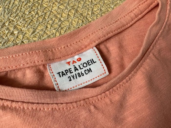T-shirt MC rose corail bichette TAO tape à l’œil 2 ans 24 mois - photo numéro 5