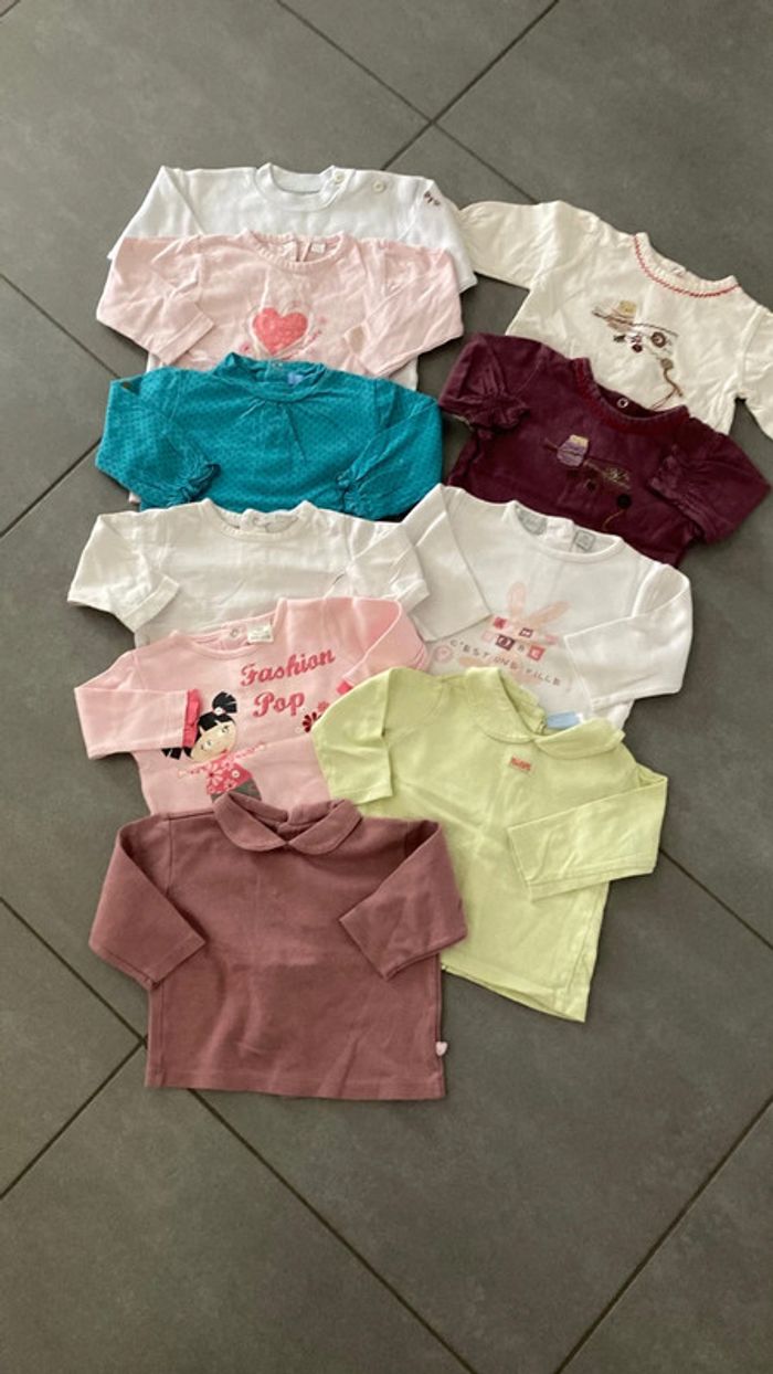 Lot ensemble vêtement bébé fille 6 mois haut pull sweat tee shirt garde robe