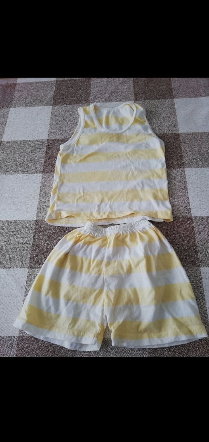 Ensemble 24 mois débardeur short blanc/jaune