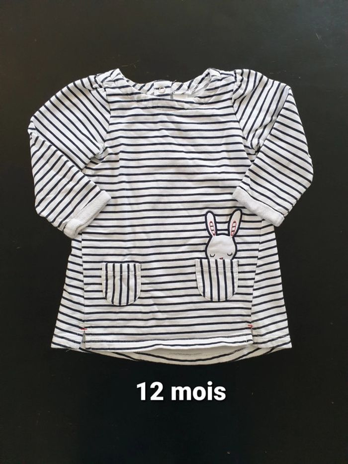 Robe rayure lapin mi-saison
