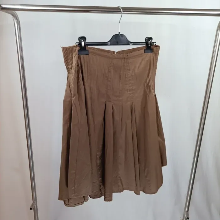 Jupe midi plissée marron Cotélac – taille 3, coton et polyester A956 - photo numéro 2