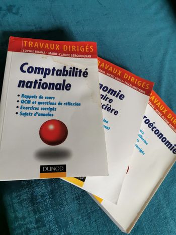 Lot de 3 livres Travaux dirigés, éd. Dunod Comptabilité, économie et macroéconomie
