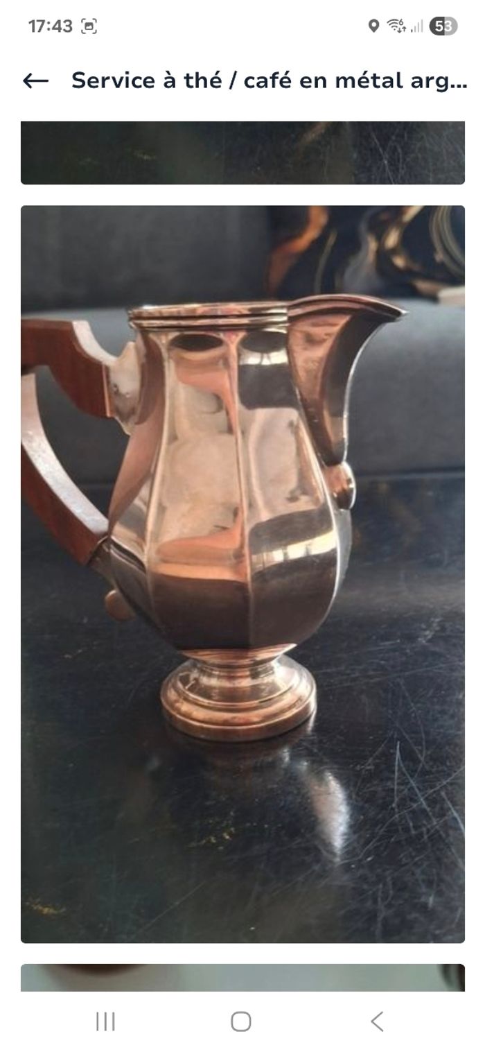 service à thé / café Art Déco  en métal argenté et bois - photo numéro 4