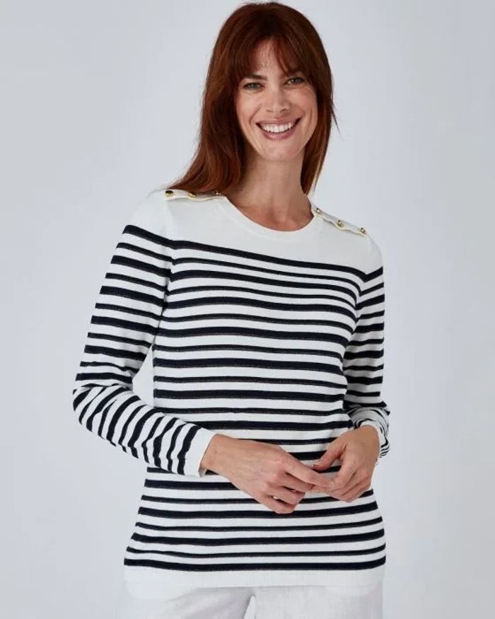 Rayé marine - Pull Marinière rayures brillantes – rayé marine – 46/48 - Damart