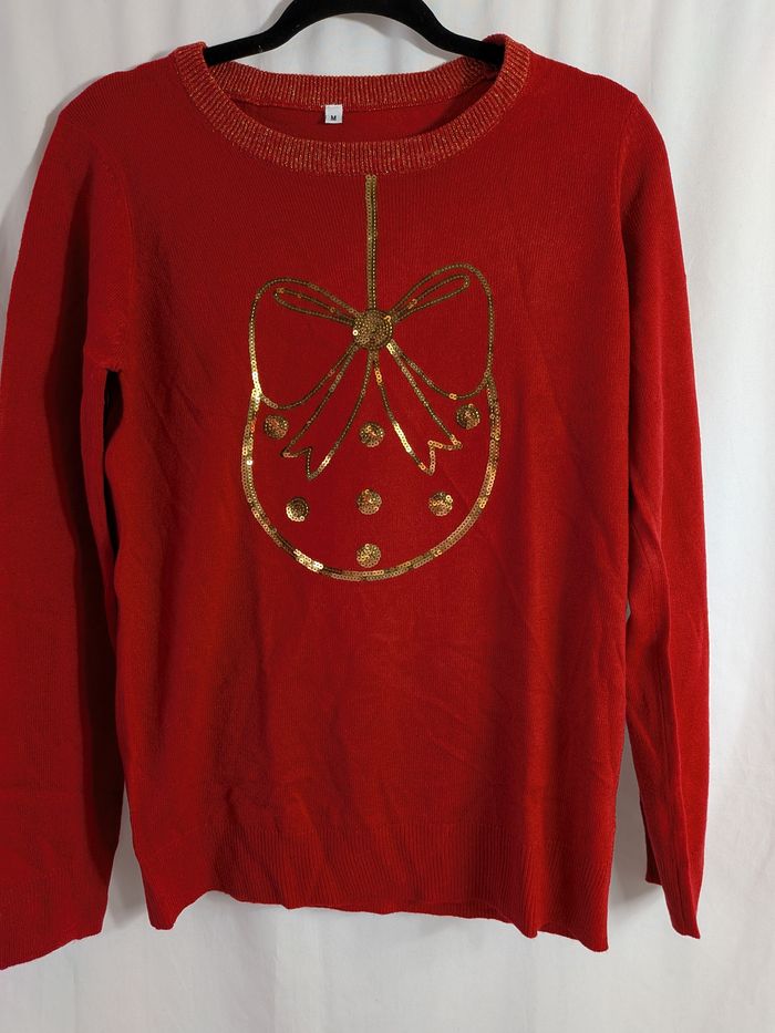 pull Noel femme M rouge et doré