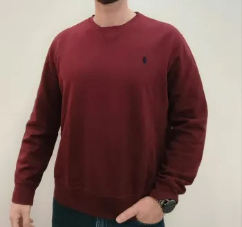 Pull col rond homme taille L Ralph Lauren bordeau logo bleu marine
