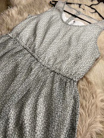 Robe à bretelles gris motif petits papillons blanc et transparence Bonobo Taille L / 40