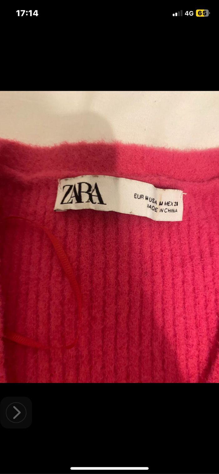Pull gilet bouton bijoux Zara rose bonbon - photo numéro 4