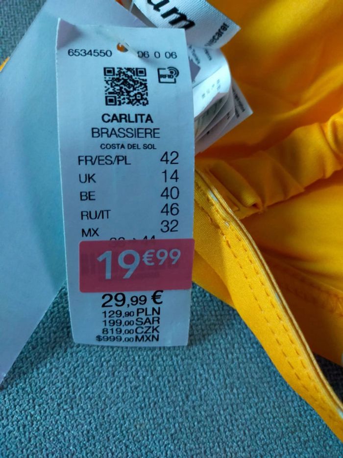 Haut de bikini jaune à pois blancs – Etam – Taille 42 – Neuf avec étiquette - photo numéro 5