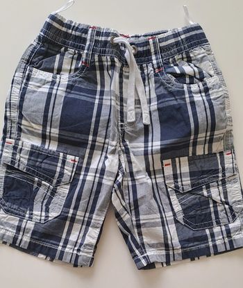 Bermuda ecossais marine et blanc 3 ans