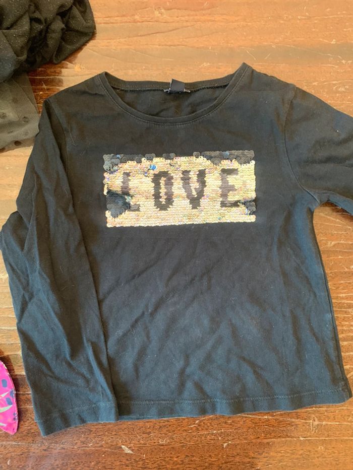 T-shirt manche longue sequin réversible