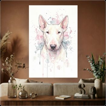 Affiche chien aquarelle "Bull Terrier" poster déco murale moderne A3 Sans cadre