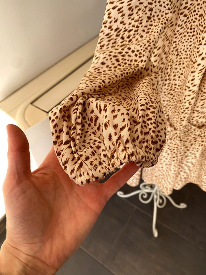 Robe baby doll beige avec tâches marron taille 38 - photo numéro 5