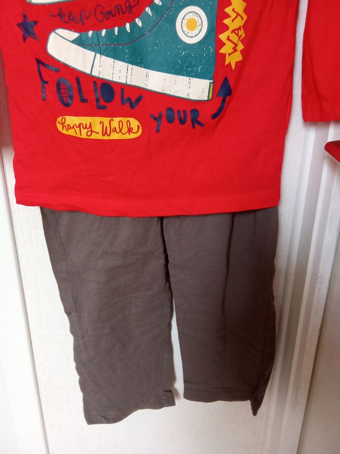 Pyjama léger garçon mi saison été 8 ans marque tissaia, rouge gris motif - photo numéro 4
