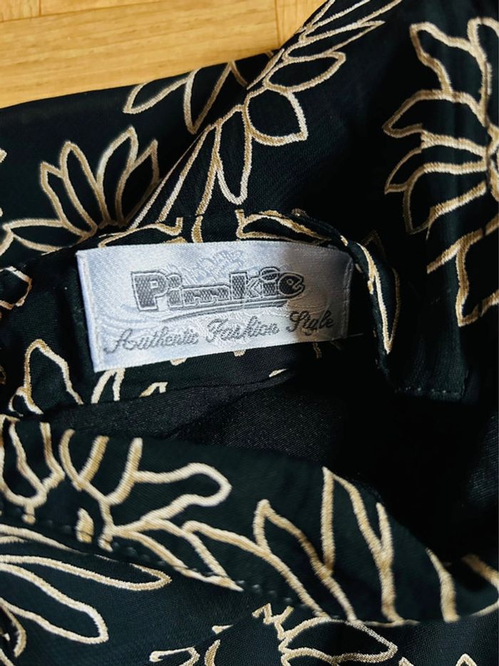 🖤🌿Jupe courte noire à fleurs vintage 90s Pimkie short black floral trapeze skirt🌿🖤 - photo numéro 8