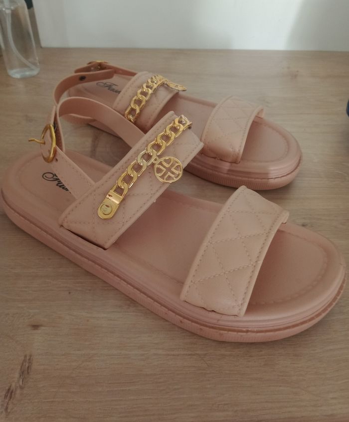 Sandales compensées beige rosé Fashion - photo numéro 2