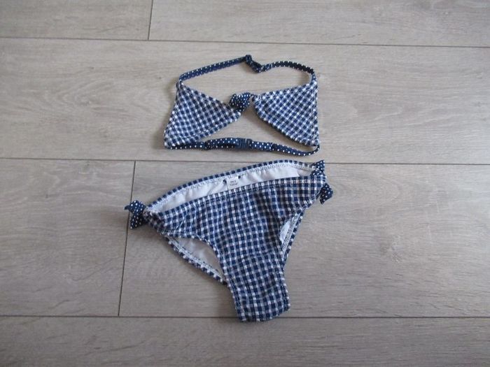 maillot de bain fille 2 pièces haut triangle vichy bleu Taille 4 ans Okaïdi