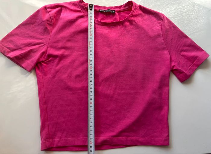 T-shirt femme fille court taille 36/S rose fushia marque Zara - photo numéro 5
