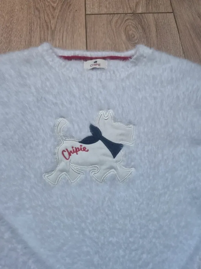 Pull à poils tout doux "chipie" blanc 12 ans - photo numéro 2