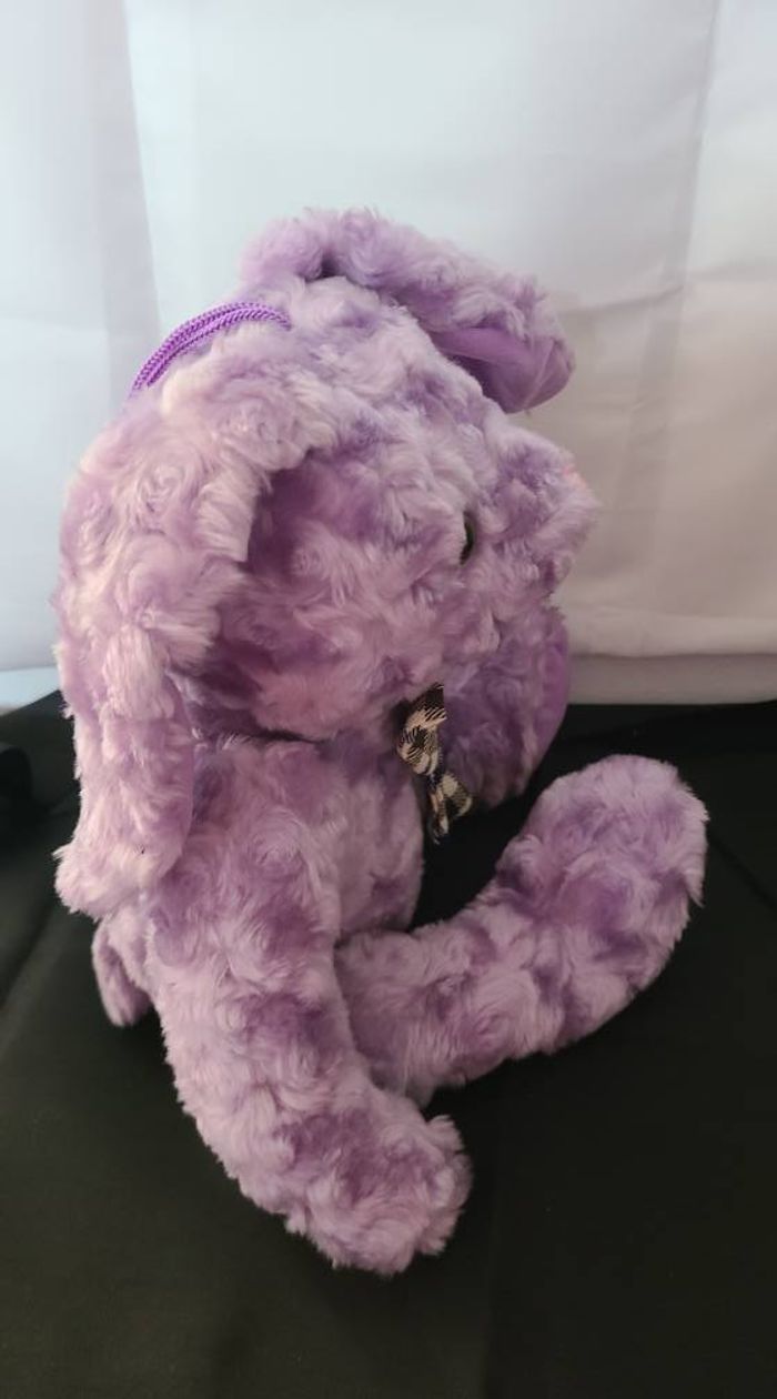 Lapin en peluche violet avec nœud - photo numéro 4