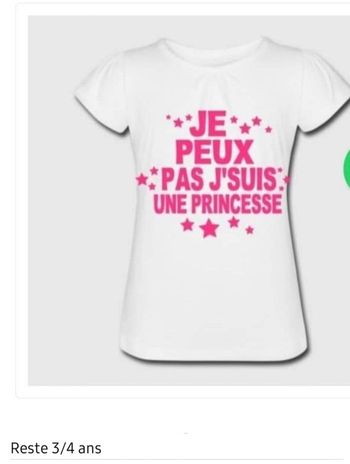 Tee-shirt fille je peux pas je suis une princesse