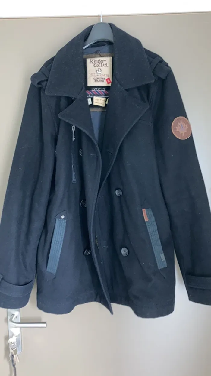 caban homme khujo xl laine bleu marine