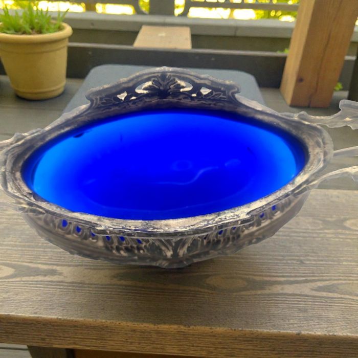 Jardinière ancienne métal et verre - photo numéro 2