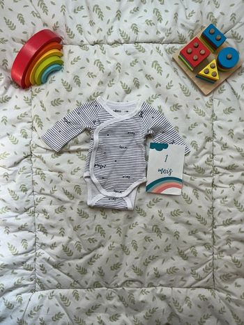 body manches longues blanc rayé marine ouverture devant 1 mois gémo