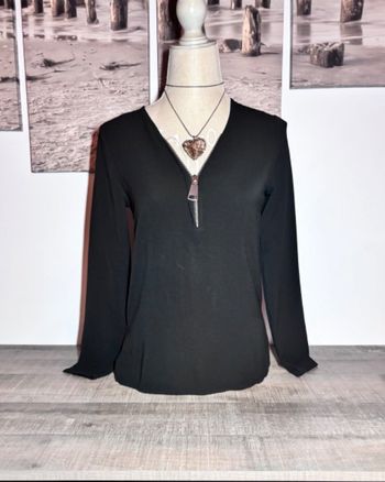 Blouse manche longue noire à fermeture éclaire taille 36 s