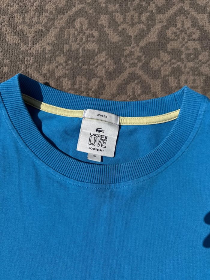 T-shirt Lacoste LIVE bleu unisexe loose fit – Taille XL - photo numéro 3