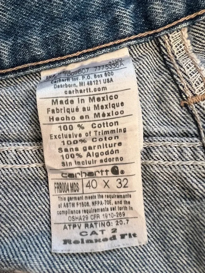 Jean coton bleu droit homme Carhartt W40 L32 Pantalón recto hombre dritti uomo Gerade Herren - photo numéro 5