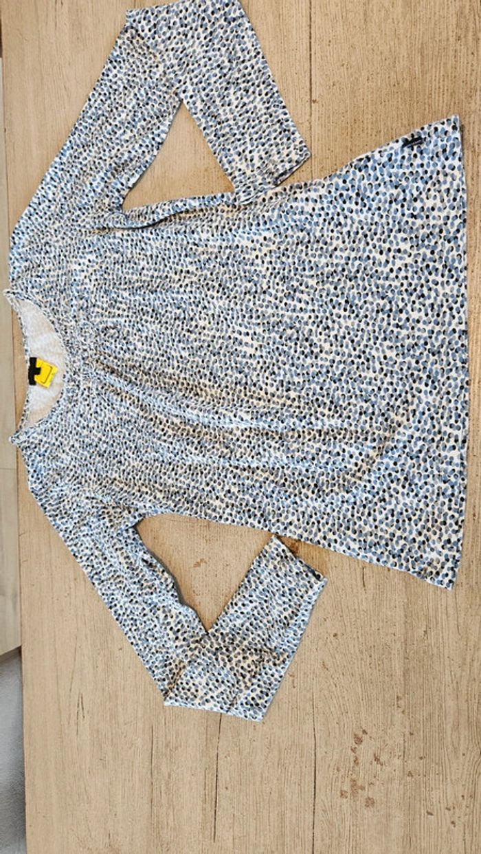 T shirt à manches longues, blanc à points bleus, Mer du Nord, tailleL, jamais mis - photo numéro 3