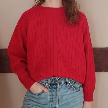Pull Phildar rouge torsades 50% laine