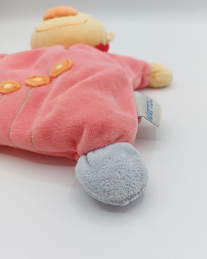 Doudou semi plat NATTOU Babette fille lutin grelot NATTOU rose bleu rouge fleurs - photo numéro 5