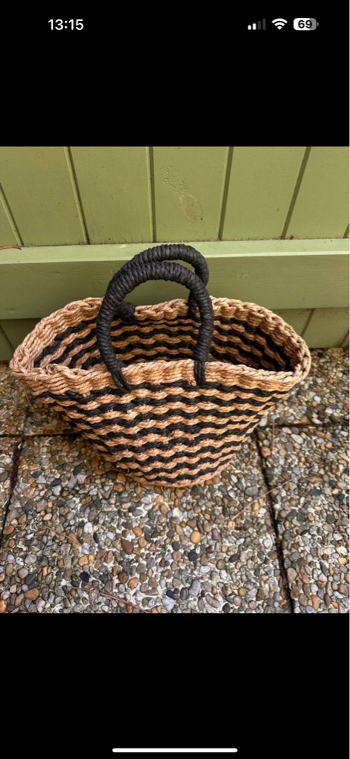 Panier noir et osier - photo numéro 6