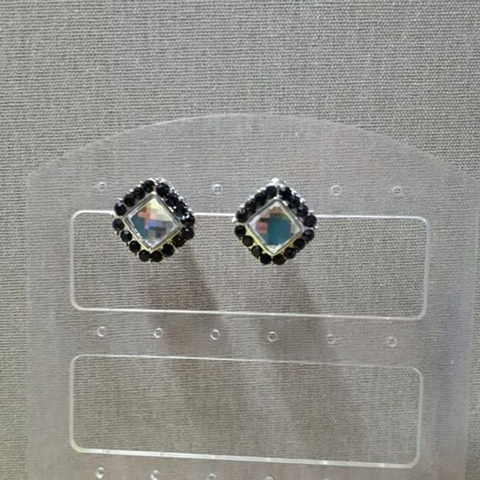 Boucles d'oreilles losanges noir et gris