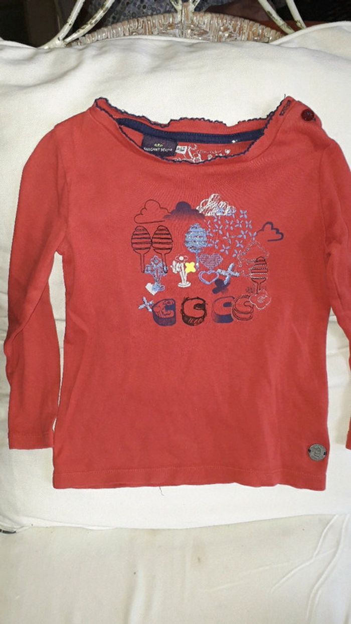 Sergent major tee-shirt rouge taille 3 ans