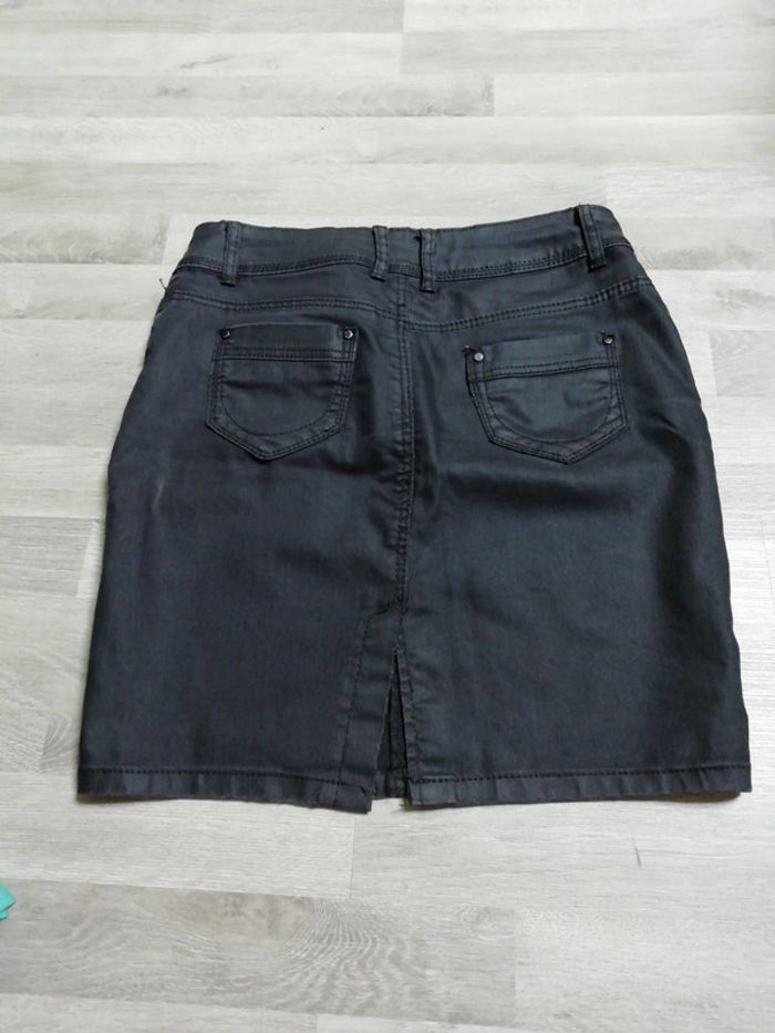 Jupe jean enduit noir taille m - photo numéro 4