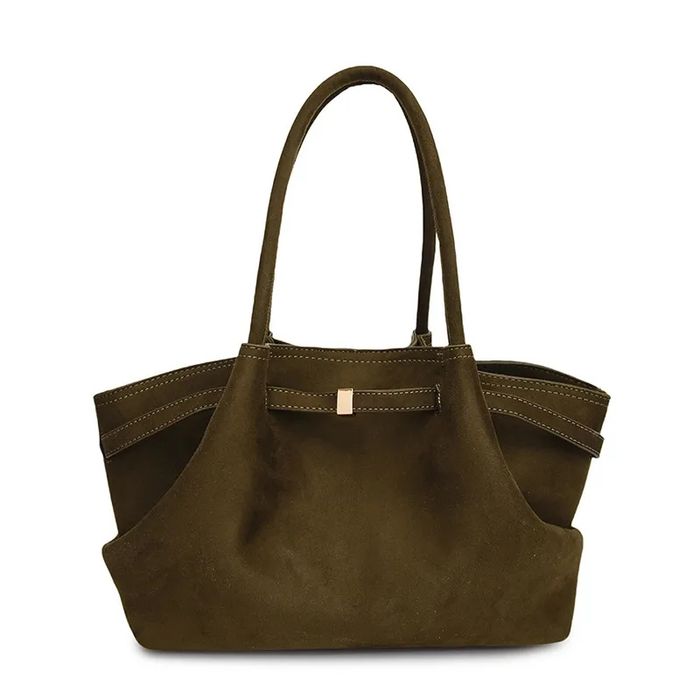 Sac fourre-tout cuir Daim vert kaki tendance
