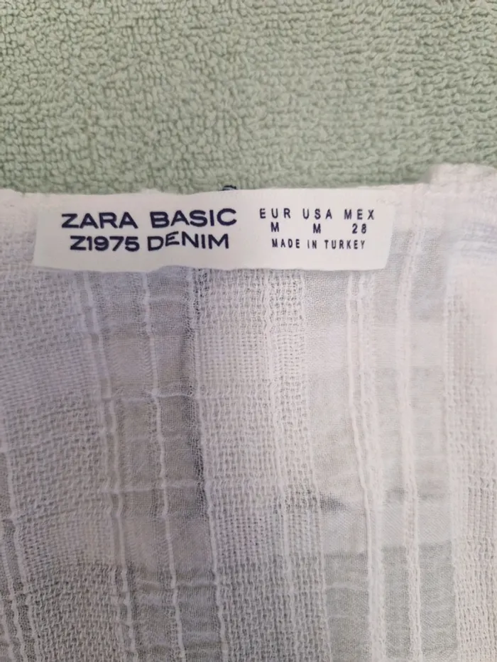 Top blanc et bleu marine femme Zara Taille M - photo numéro 4