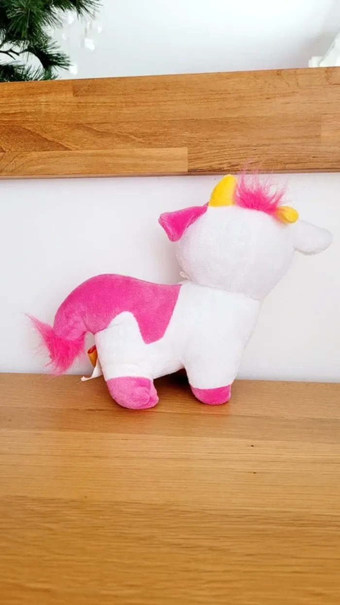 Peluche Poney Rose et Blanc Environ 20 cm - photo numéro 5
