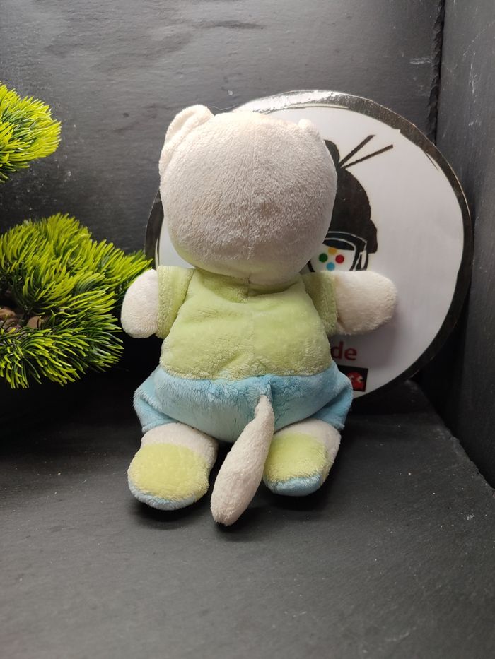 doudou peluche chat nicotoy kiabi vert bleu blanc voiture rond Orange Salopette - photo numéro 2