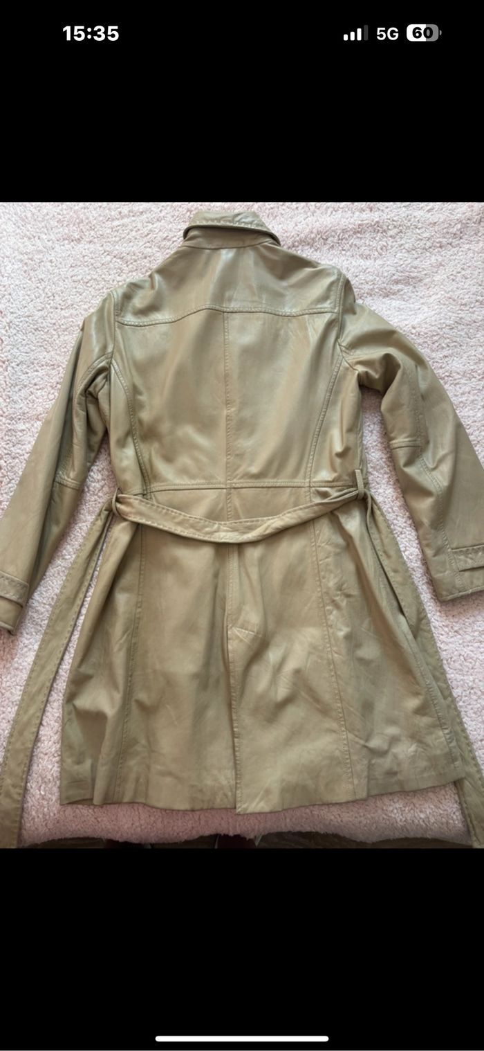 Veste 3/4 femme en cuir beige - photo numéro 2