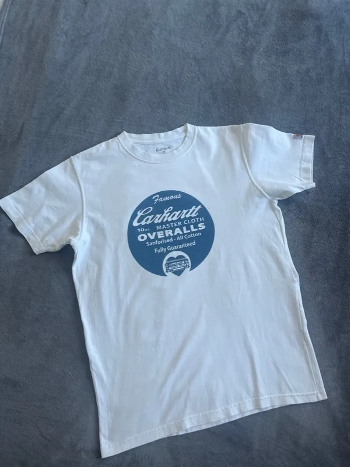 T-shirt Carhartt “Overalls” blanc vintage en Taille M
