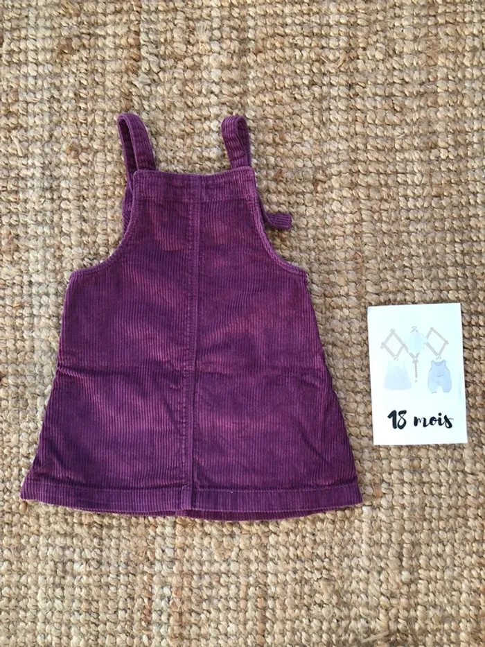 Robe salopette en velours violet foncé - photo numéro 2
