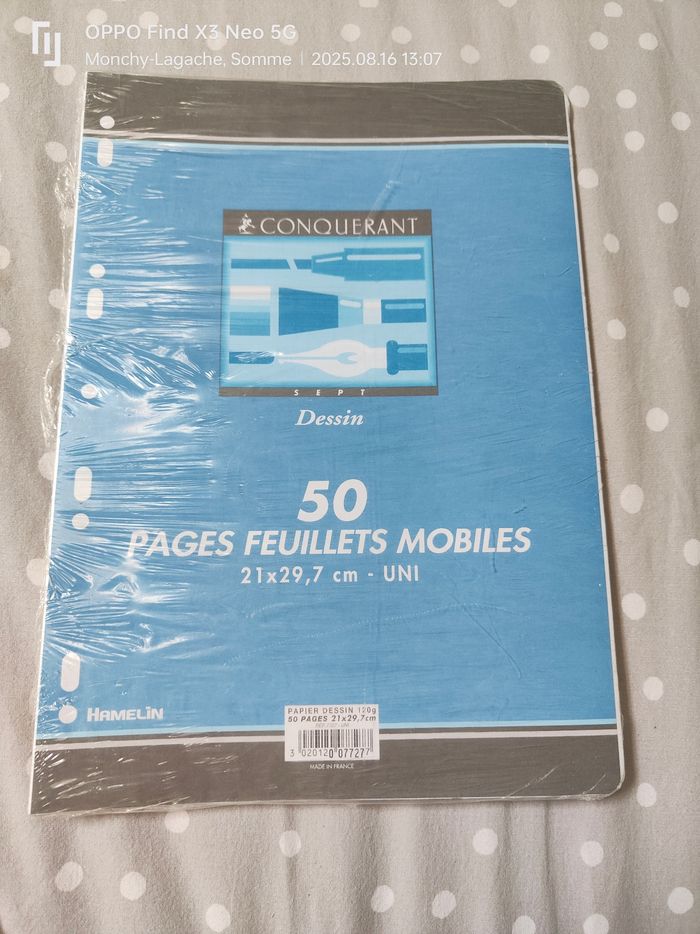 50 pages de feuilles à dessin perforées 120g 21x29, 7cm conquérant Réduction jusqu'à -70%