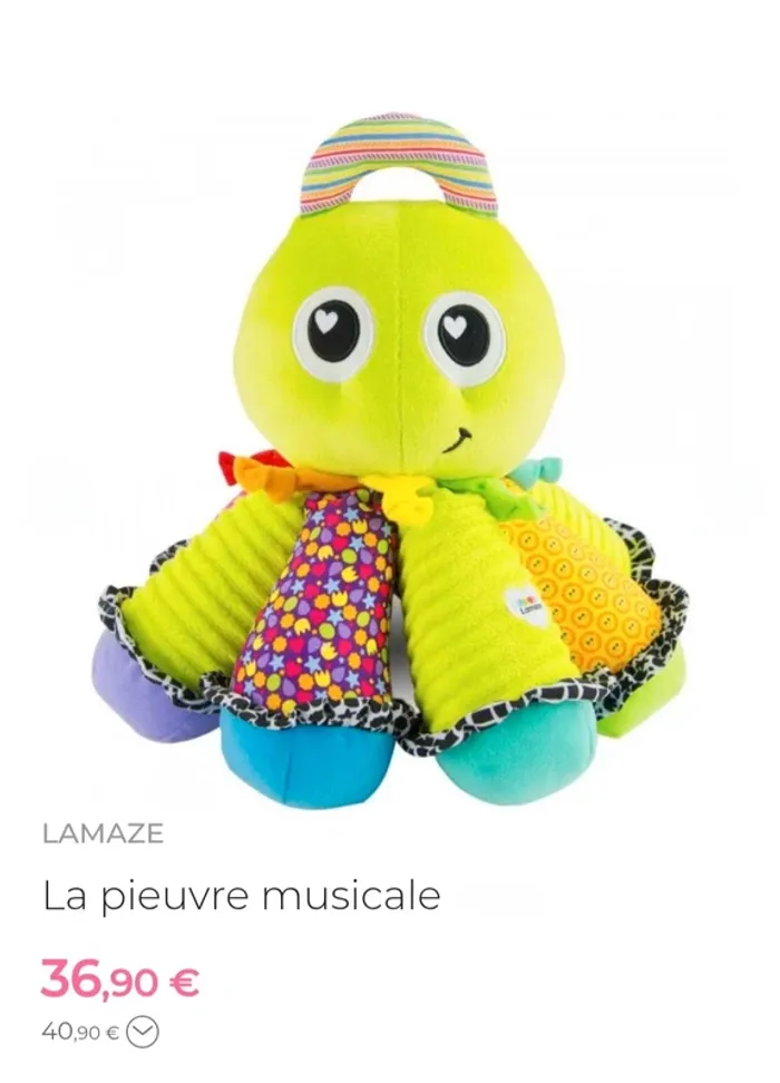 Grande peluche pieuvre musiciale + pieuvre d'activités + hochet Freddie la Luciole - photo numéro 2