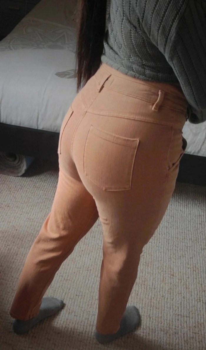 Jean beige Bonobo taille haute 38 W28 coton élasthanne - photo numéro 3