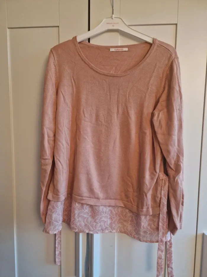 Pull fin 2 en 1, romantique, Camaïeu, XL