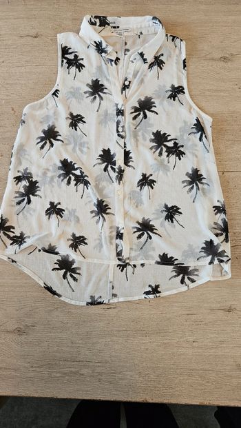 Blouse sans manche blanche avec palmiers noirs, American Eagle, M, nickel